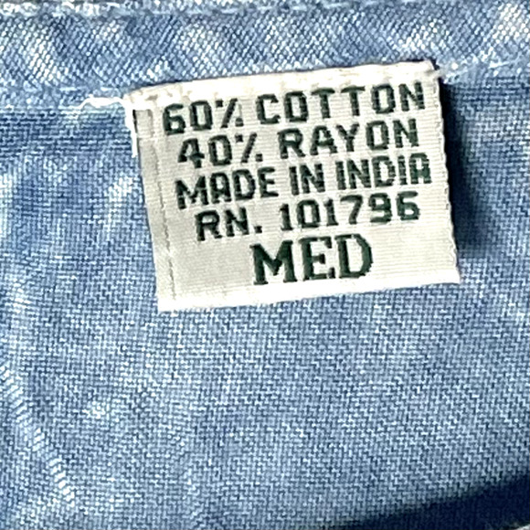 Vintage Rainforest Cafe Dress M Blue Embroidered Cottagecore Boho 90s Souvenir - Picture 4 of 8